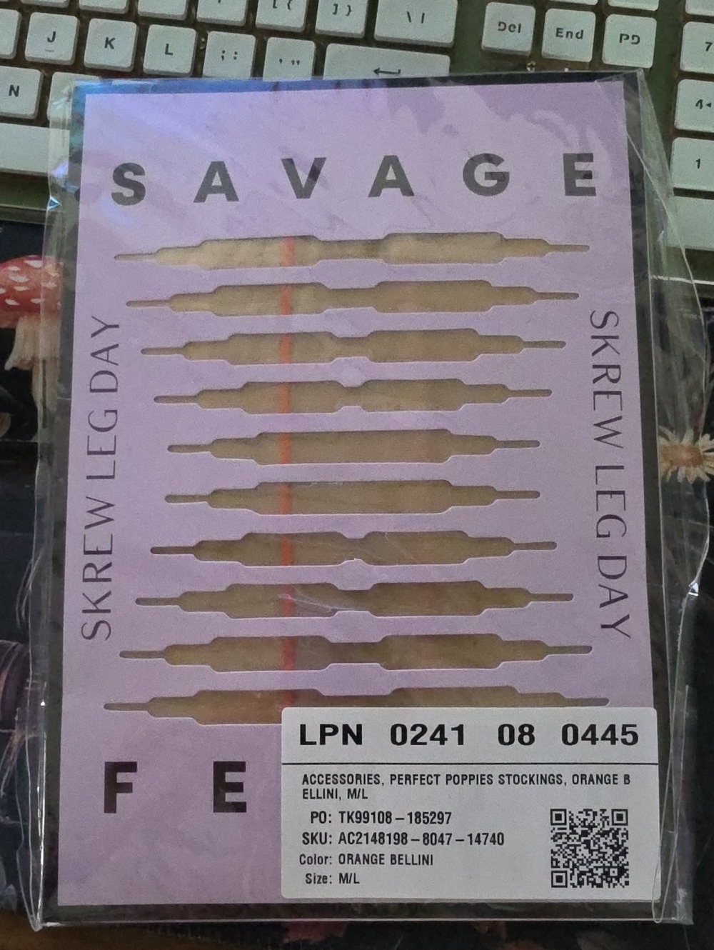 Savage X Fenty Perfect Poppies Stockings In Orange Bellini